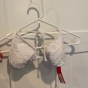 White Crochet Swim Top